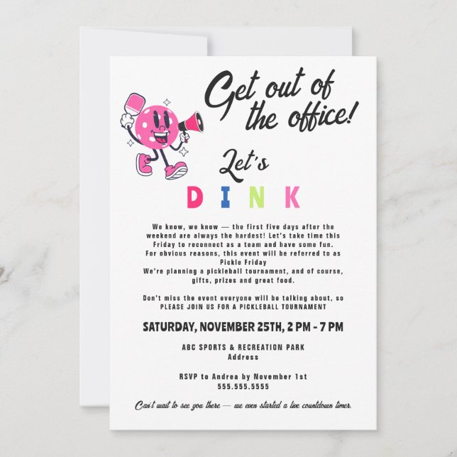 Logokombination für das Office-Team Funny Cartoon  Einladung (Vorderseite)