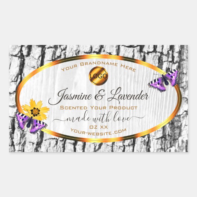 Logokombinationen für Etiketten von Weißholzkörnch Rechteckiger Aufkleber (Vorderseite)