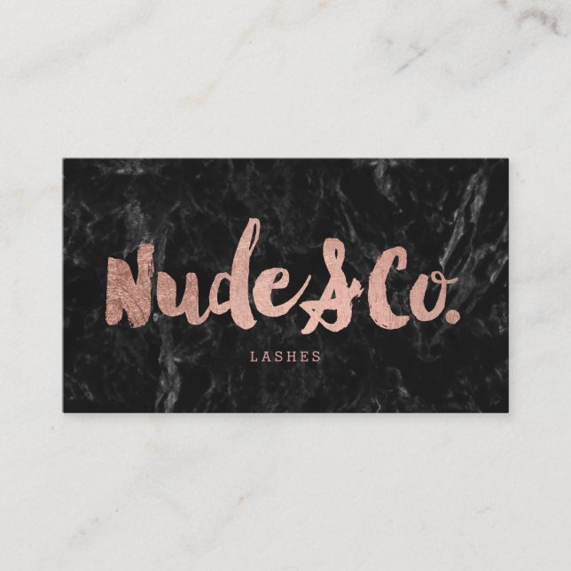 Logoloyalitäts-Rosengoldtypographieschwarzmarmor Treuekarte (Vorderseite)