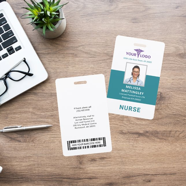 Logomitarbeiter von Gesundheitsunternehmen und Fot Ausweis (Medical Professional Nurse Photo ID Badge)
