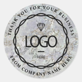 Logoname Web Danke Business Grau Silver Strokes Runder Aufkleber