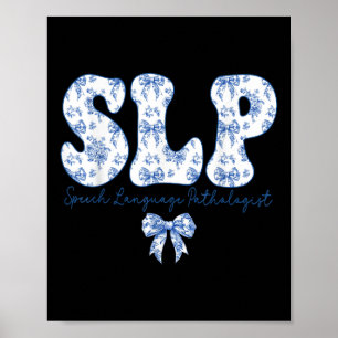Logopädie Retro Slp Kokette Blau Poster