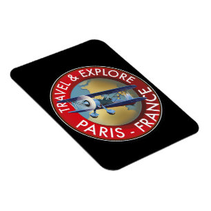 Logos für Reisen und Erkunden von Paris - Frankrei Magnet