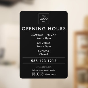 Logos Open Hours Social Media Business Fensteraufkleber