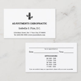 Logos und Bürozeiten Chiropraktische Terminkarten Visitenkarte