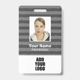 Logos und Strichcode für Mitarbeiter - graue Strei Ausweis