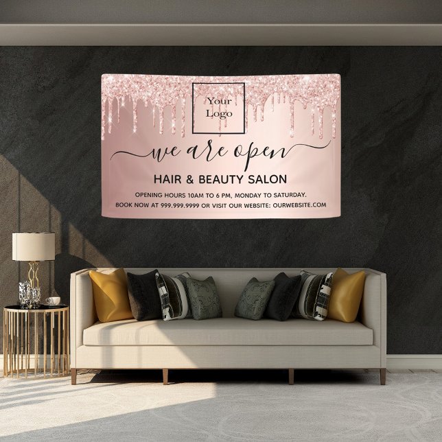 Logos Wiedereröffnung Schönheitssalon Rose Gold Gl Banner (Von Creator hochgeladen)