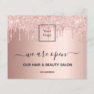 Logos Wiedereröffnung Schönheitssalon Rose Gold Gl Flyer