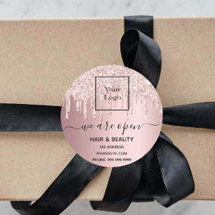 Logos Wiedereröffnung Schönheitssalon Rose Gold Gl Runder Aufkleber