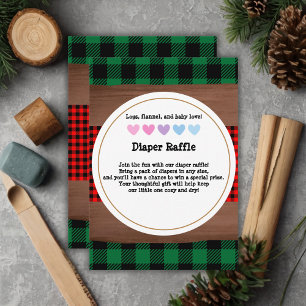 Logs Flannel Rustic Kariert Hearts Baby Dusche Begleitkarte