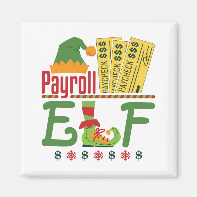 Lohnroll Elf Christmas Payroll Manager Magnet (Vorne)