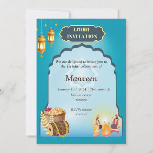 Lohri Invitation - Blau Einladung