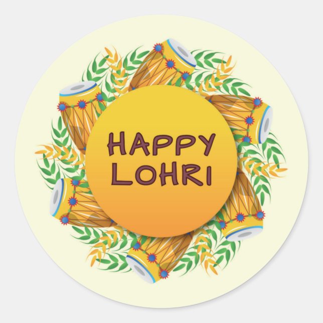 Lohri Round Sticker/ Gevor Tag Runder Aufkleber (Vorderseite)