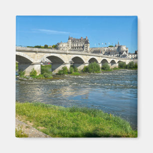 Loire und Brücke bei Amboise in France Postca Magnet