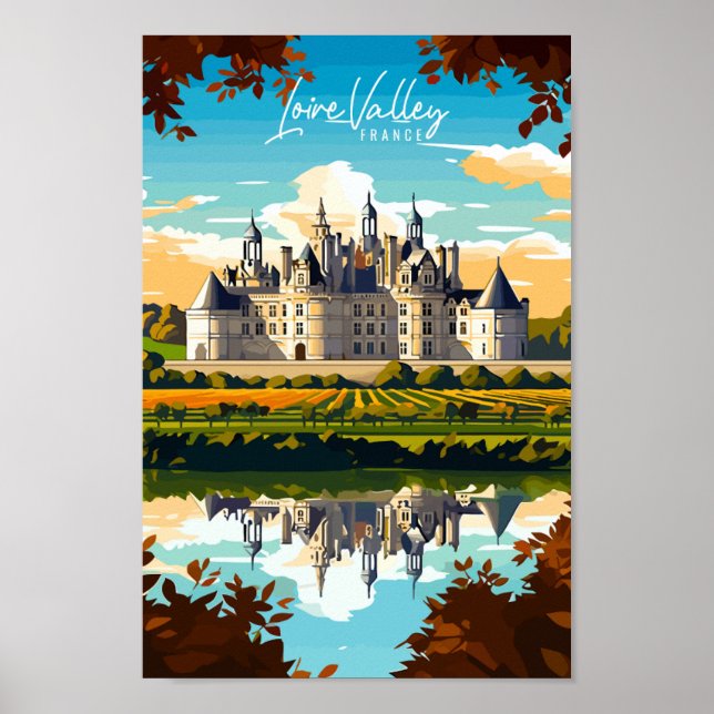 Loire Valley France Vintage Illustration Poster (Vorne)