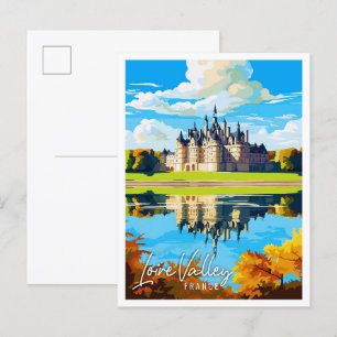 Loire Valley France Vintage Illustration Postkarte