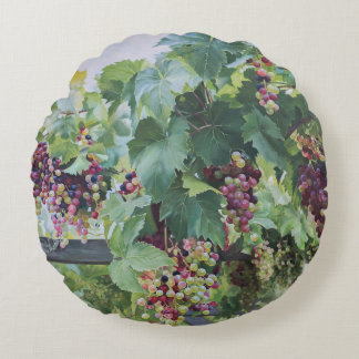 Loire Valley Vineyard – French Grape Painting Rundes Kissen
