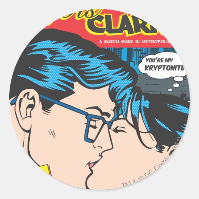 Lois und Clark Comic Runder Aufkleber (Vorderseite)