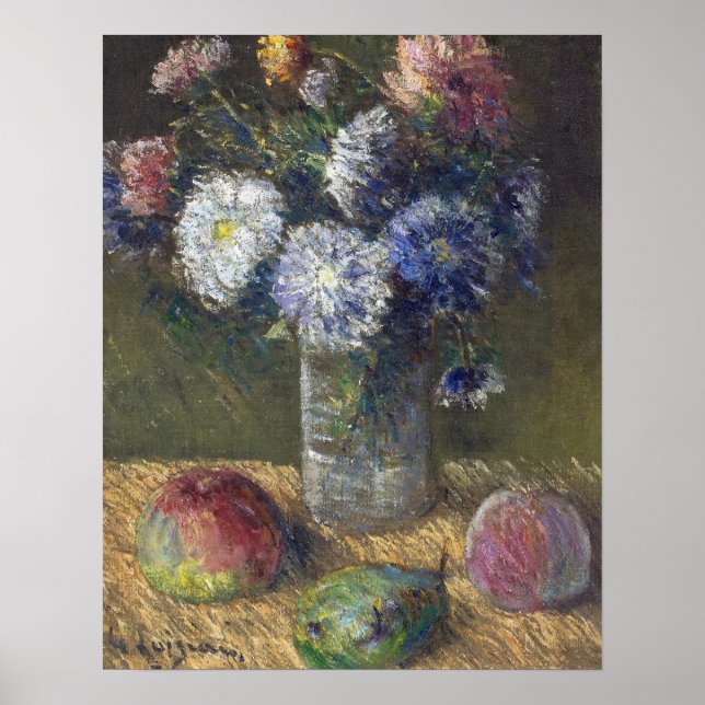 Loiseau - Stillleben, Bouquet aus Blume und Obst Poster (Vorne)