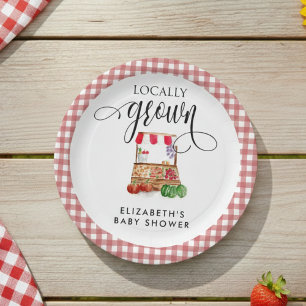 Lokal angebaute Baby Shower Karotten Gingham Pappteller