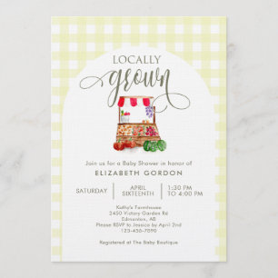 Lokal angebaute Babyparty Farm Markt Gingham Einladung