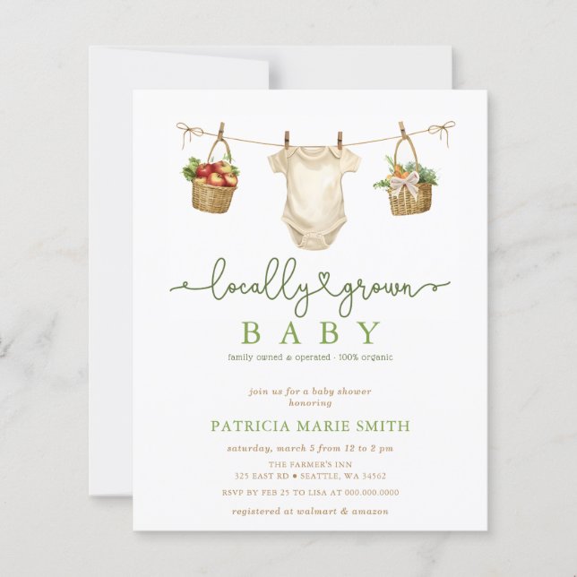 Lokal angebaute Bauern Market Babydusche (Vorderseite)