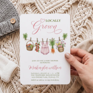 Lokal angebaute Farmers Girl Market Babyparty Einladung