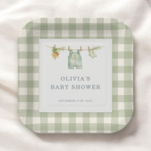 Lokal angebaute Gingham Salbei-Grün-Baby-Party