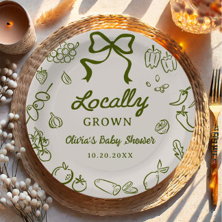 Lokal angebaute handgezeichnete Babyparty Pappteller