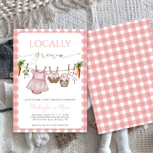 Lokal angebaute rosa Farmers Baby Girl Shower Einladung