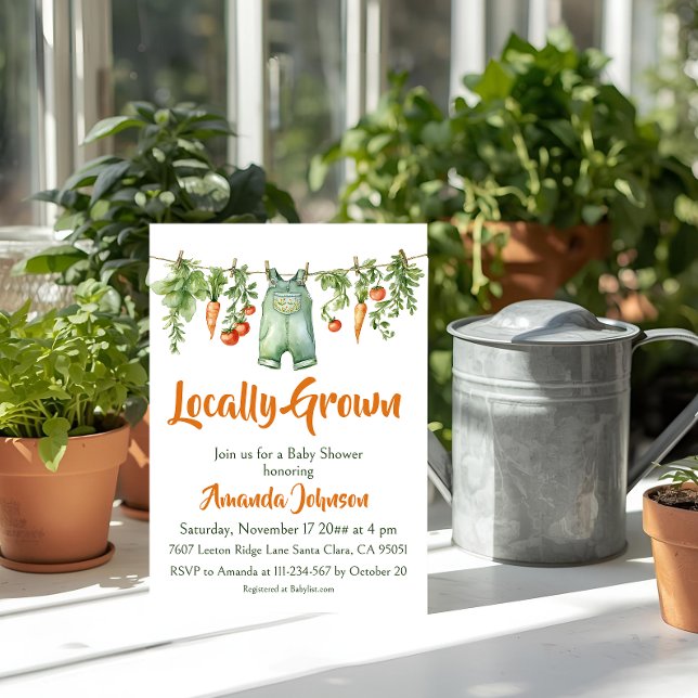 Lokal angebaute Vintage-Farm-Garten-Baby-Party Einladung (Von Creator hochgeladen)