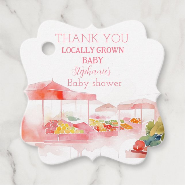 Lokal angelegter Baby-Girl-Duschmarkt Bauern Geschenkanhänger (Vorderseite)