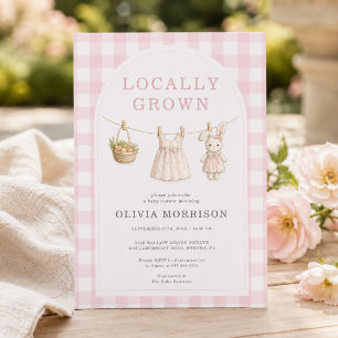 Lokal Aufgewachsenes Mädchen Rosa Babyparty Einladung