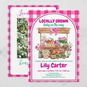 Lokal aufgezogenes Mädchen Baby Shower, Rosa Coque Einladung