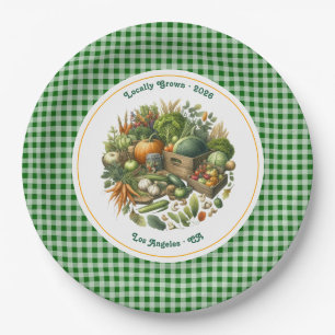 Lokal Gewachsen - Gingham Markt Ernte Geburtstag Pappteller