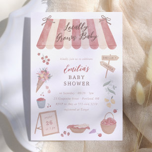 Lokal gewachsene Babyparty auf dem Bauernmarkt Einladung