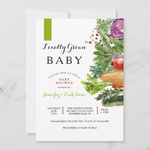 Lokal gewachsene Babyparty Einladung