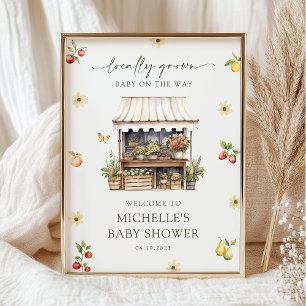 Lokal gewachsene rustikale Boho-Baby-Shower-Willko Poster