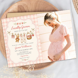 Lokal gewachsene Wäscheleine Baby Shower Foto Einladung