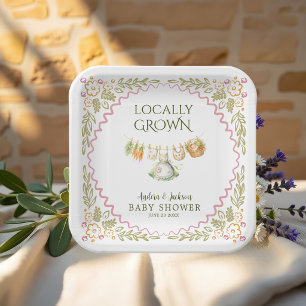 Lokal Gewachsene Wäscheleine Florale Babyparty Pappteller