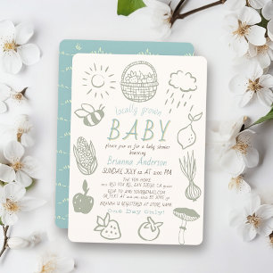 Lokal gewachsener Markt-Doodle-Junge-Baby-Party Einladung