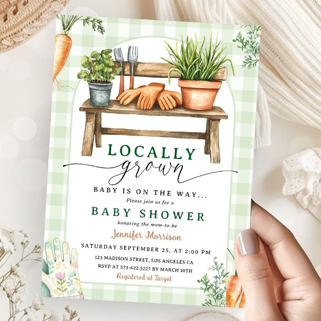 Lokal gezogener Baby Shower Green Bauern Markt Einladung (Von Creator hochgeladen)