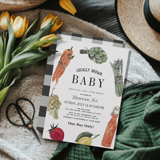 Lokal gezüchtete Baby Bauern Market Baby Shower Einladung (Von Creator hochgeladen)