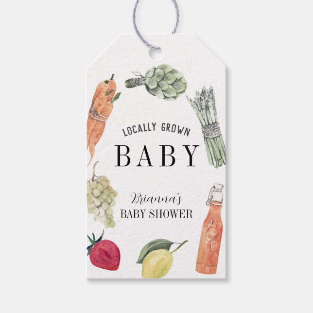 Lokal gezüchtete Baby Bauern Market Baby Shower Geschenkanhänger (Vorderseite)