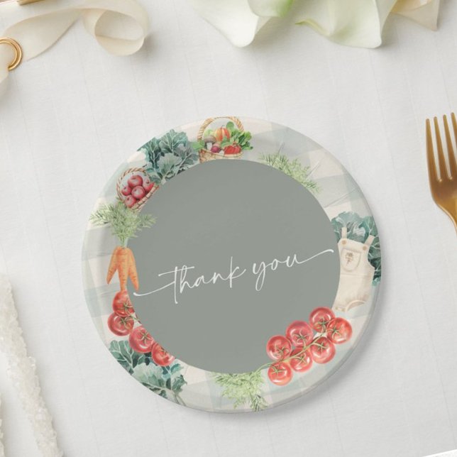 Lokal gezüchtete Baby Bauern Market Baby Shower Pappteller (Farmers market baby shower paper plates with rustic locally grown baby design)