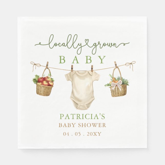 Lokal gezüchtete Baby Bauern Market Baby Shower Serviette (Vorderseite)