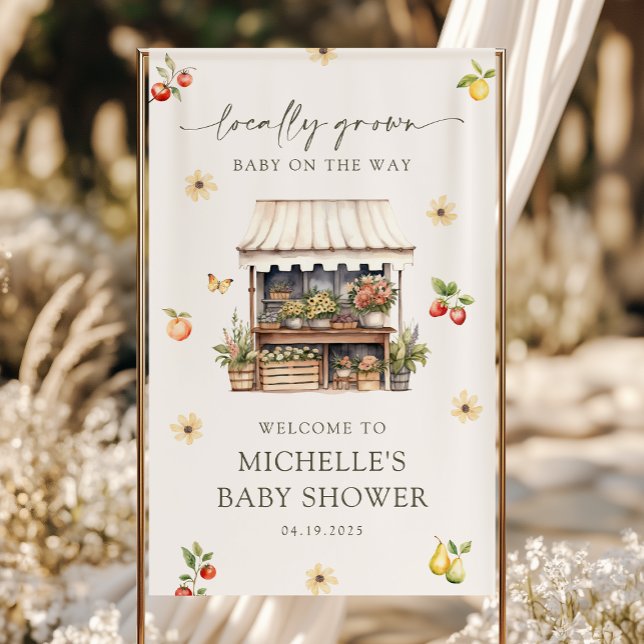 Lokal gezüchtete Bauern Market Baby Dusche Willkom Banner (Von Creator hochgeladen)