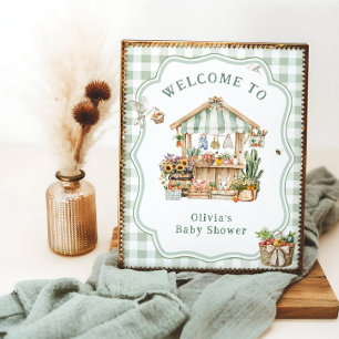 Lokal gezüchtete Bauern Market Baby Dusche Willkom Poster