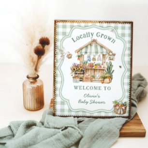 Lokal gezüchtete Bauern Market Baby Dusche Willkom Poster