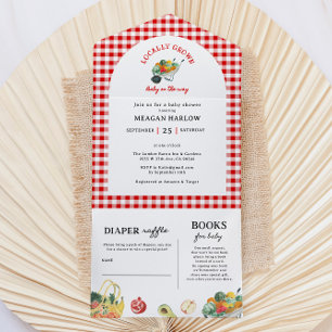 Lokal gezüchtete Bauern Market Baby Shower All In One Einladung